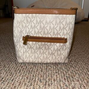 Michael Kors Cream and Tan Crossbody Bag